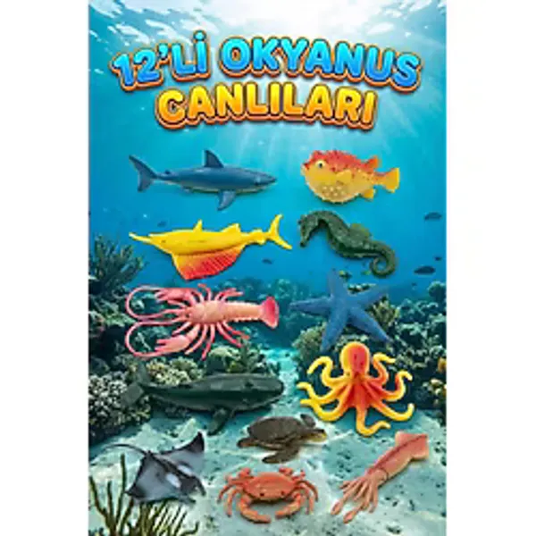 Okyanus Deniz Canlıları Figür Seti Mini Boy / Eğitici Hayvan Oyuncakları / Banyo Oyuncakları