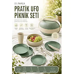 Okyanus Home 21 Parça Pratik Ufo Piknik Seti Yeşil-krem Yeşil