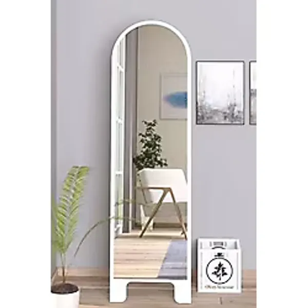 Olcay Aksesuar Beyaz 120X43 cm Ayaklı Tek Kubbeli Salon Antre Çocuk Odası Banyo Wc Yatak Odası Boy Aynası - 120 x 43 cm