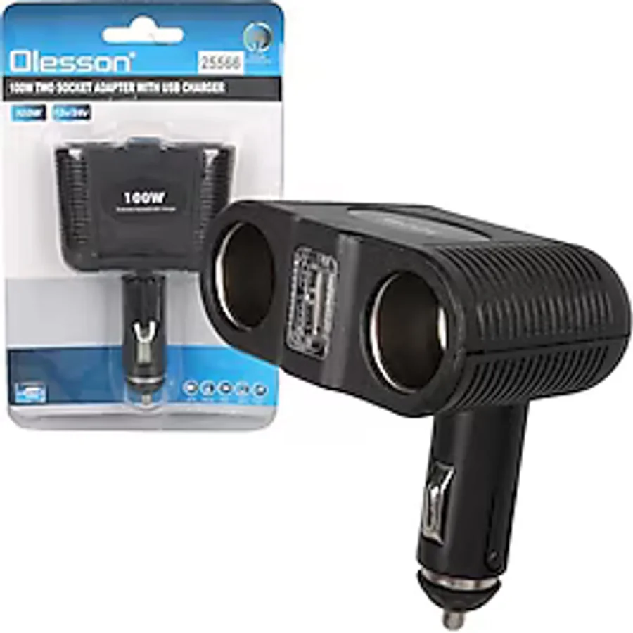 Olesson 1646 12-24V Tek Usb Girişli 100W Çiftli Araç Çakmak Çoklayıcı