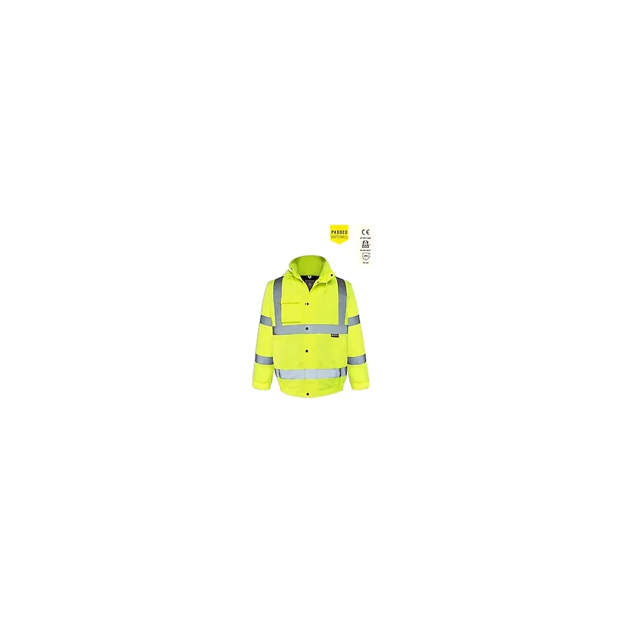 Olympus Essential Hi-Vis Bomber Lined Reflektörlü Kışlık Sarı İş Montu Su Geçirmez Soğuk Hava Koruyucu