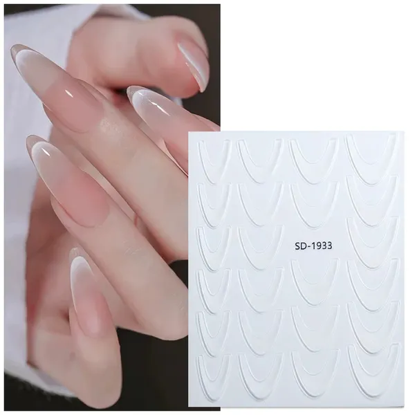 Ombre Efekt French Tırnak Sticker Beyaz Nail Art Sd-1933