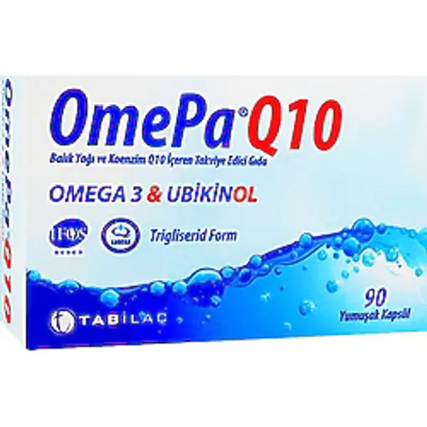 Omepa Q10 90 Yumuşak Kapsül - Omega 3 (Tekli Paket) Balık Yağı ve Ubikinol Içeren Besin Takviyesi (Türkiye Menşeli)