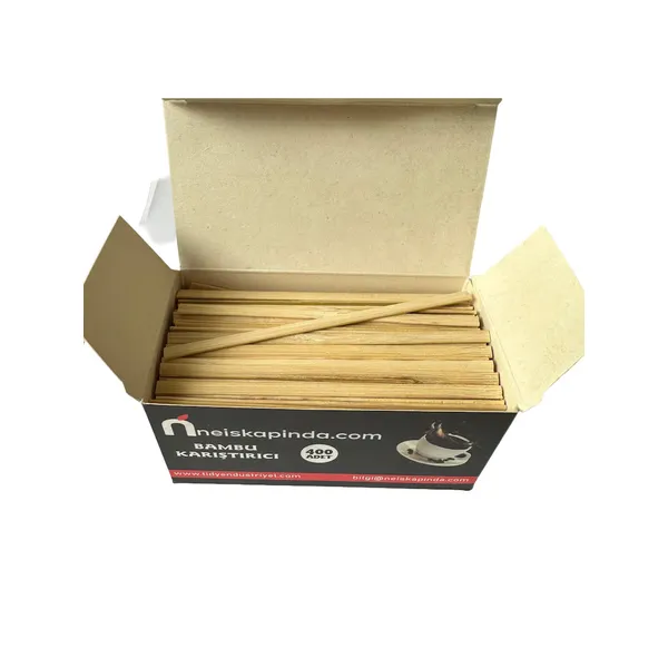 Omeyva Organik Tahta Bambu Çay Kahve Karıştırıcı Çubuk - 10 Cm. - 400 Adetlik 1 Paket