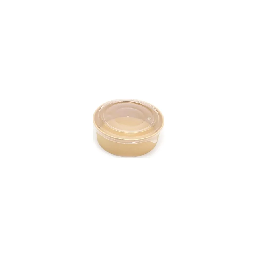 Omeyva Yuvarlak Şeffaf Kapaklı Kağıt Karton Kraft Salata Yemek Kabı Kase- 32 Oz - 1000 Ml. -10 Adet