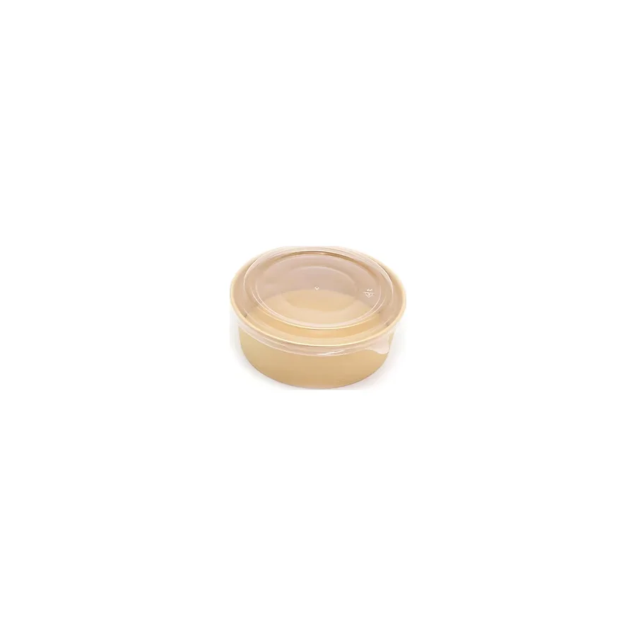 Omeyva Yuvarlak Şeffaf Kapaklı Kağıt Karton Kraft Salata Yemek Kabı Kase- 20 Oz - 590 Ml. - 30 Adet