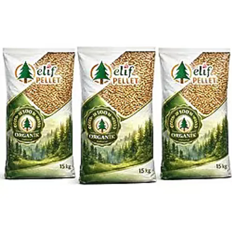 Omnipazar Elif Pellet %100 Doğal Çam Peleti Yakıtı 45 Kg (3 X 15 Kg) Gri
