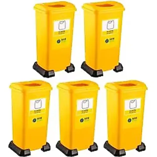 Omnipazar SY-4398 Sıfır Atık Plastik Geri Dönüşüm Çöp Kutusu 70 lt Sarı 5 Adet