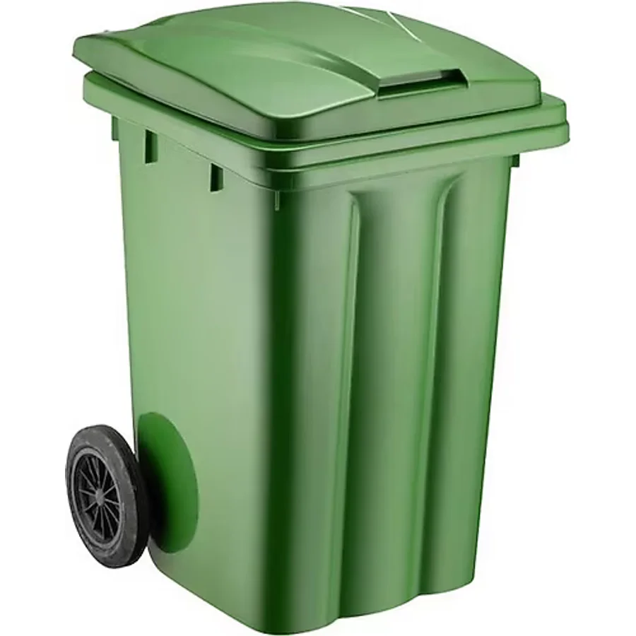 Omnipazar Sy-6503 Eko Tekerlekli Kapaklı Plastik Çöp Konteyneri 80 Lt Yeşil
