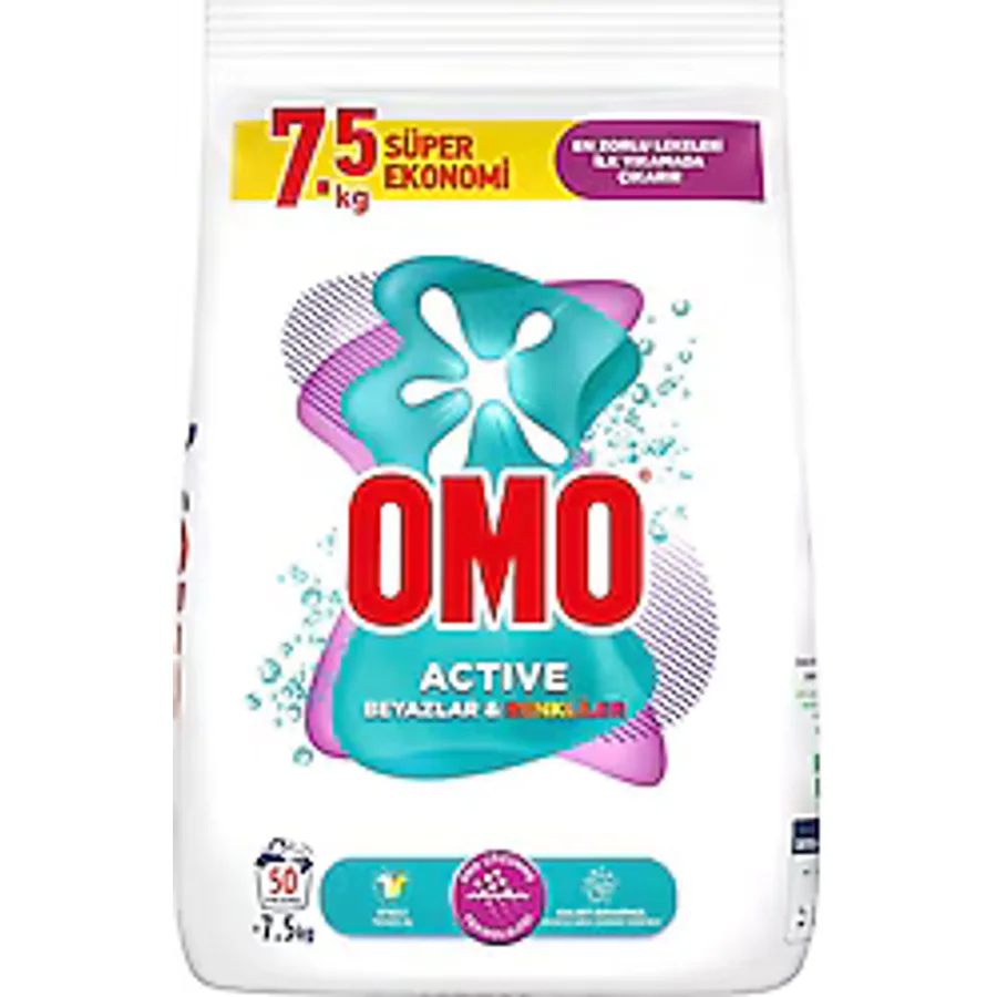Omo Active Beyazlar ve Renkliler İçin 7.5 kg Toz Deterjan