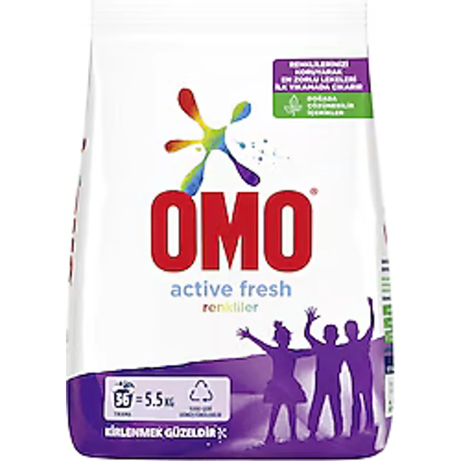 Omo Active Fresh Renkliler için 5.5 kg Toz Deterjan