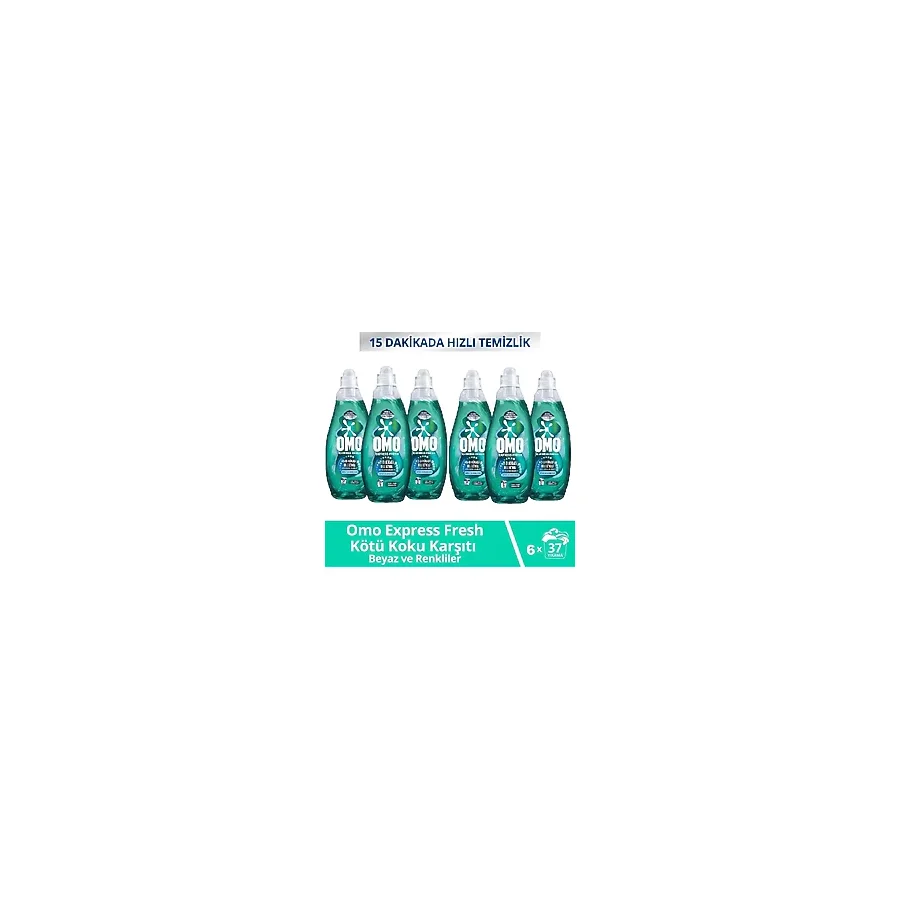 Omo Express Fresh Kötü Koku Karşıtı Beyazlar ve Renkliler için Sıvı Deterjan 1.48 lt 6'lı
