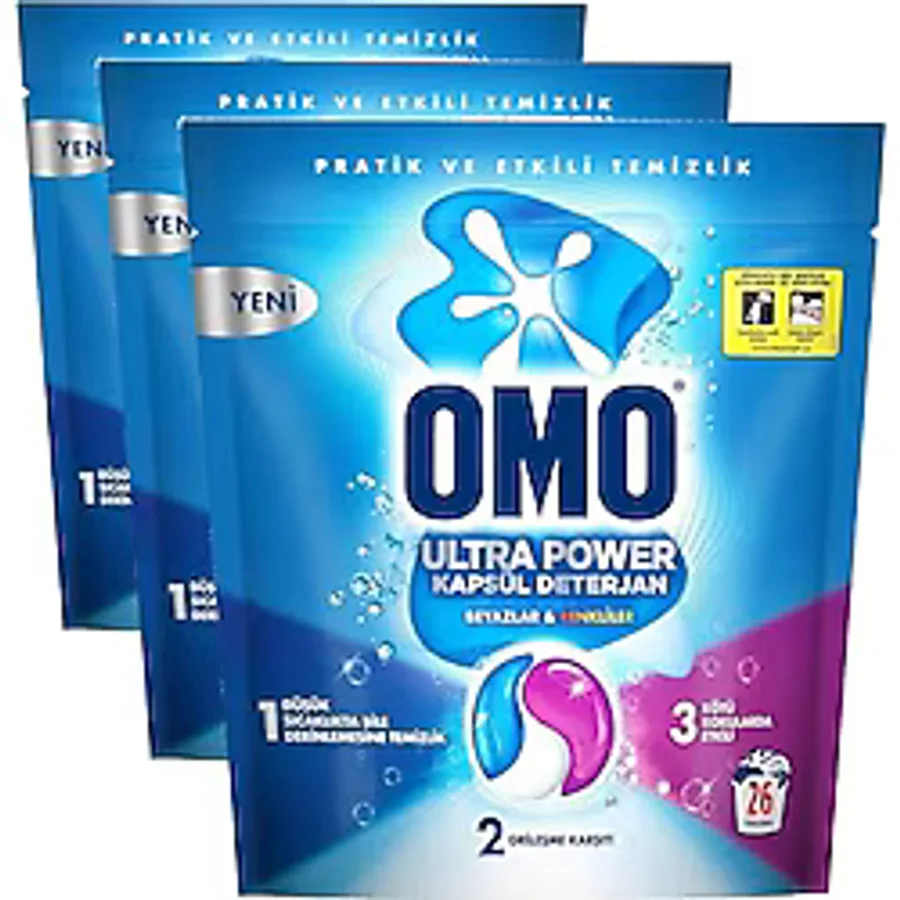 OMO Ultra Power Kapsül Çamaşır Deterjanı 26 Yıkama (3 paketi)