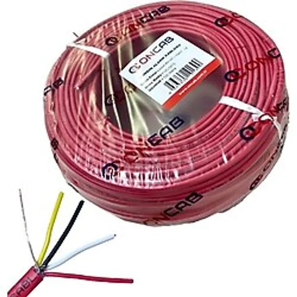 Oncab 2X2X0.60MM Jysty Yangın Alarm Kablosu 100MT - Kırmızı