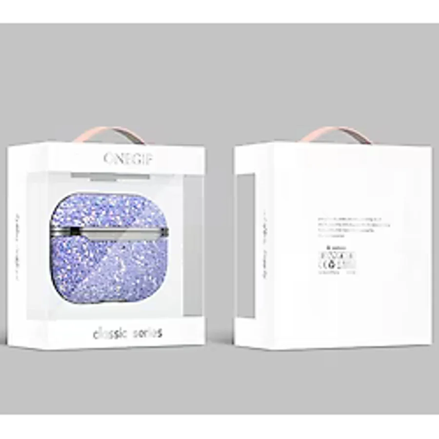 Onegif Airpods 2 (2.nesil) Bright Simli Airpods Kapak - Gümüş - Lavendergrey