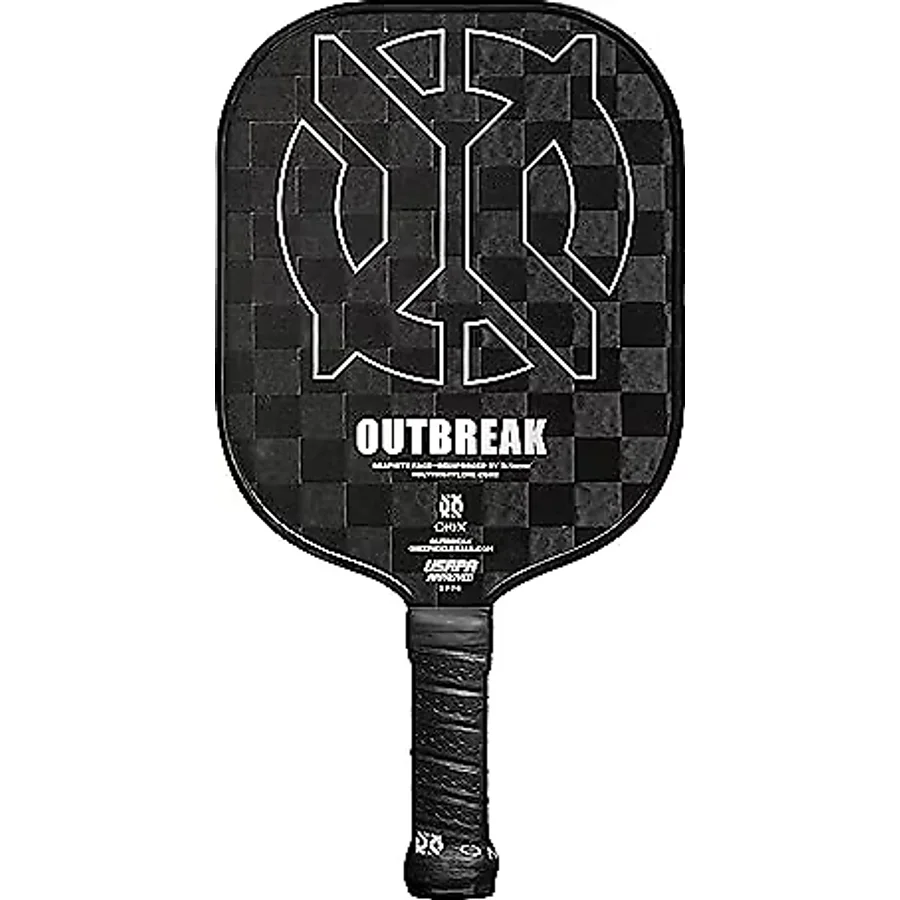 Onix KZ6500-BLK Outbreak Pickleball küreği, geliştirilmiş performans ve daha güçlü oyun için TeXtreme teknolojisi ile güçlendirilmiş, siyah