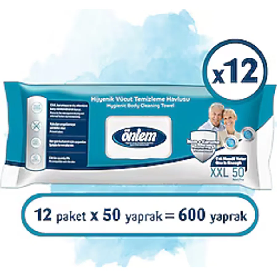 Önlem XXL 50'li 12 Adet Vücut Temizleme Havlusu
