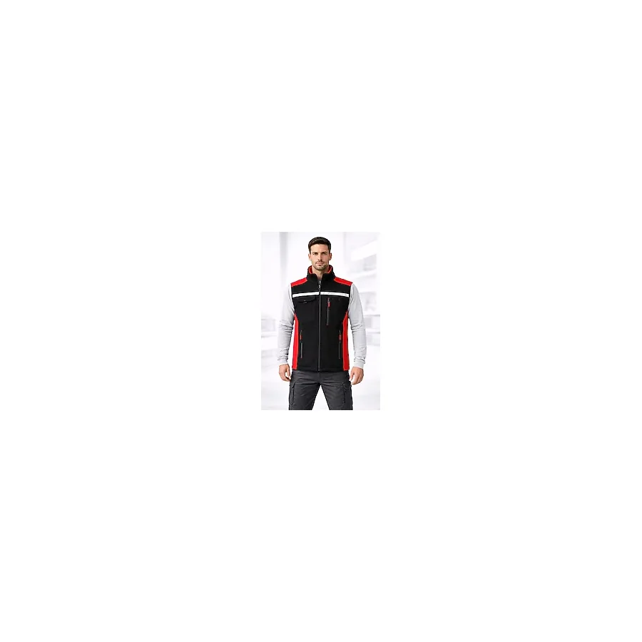 Önlemiş Önlem Iş Siyah Kırmızı Softshell Yelek Erkek Reflektörlü Çok Cepli Iş Yeleği Outdoor - XL - Siyah - Kırmızı