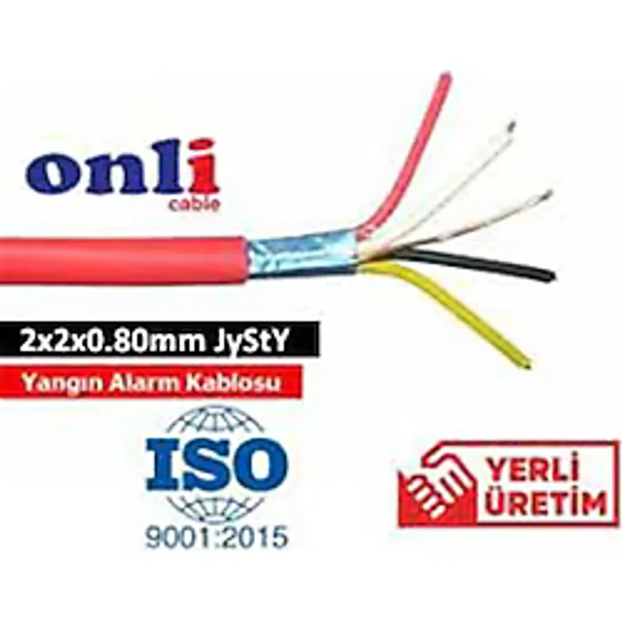 Onli 2x2x0,80mm J-Y(st)Y...Lg CCA 100 metre Yangın Alarm Kablosu Alarm Kablosu