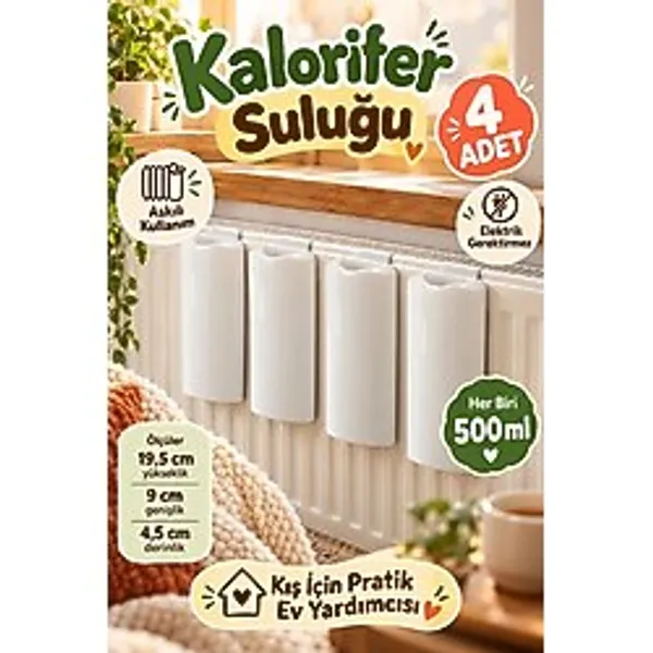 Open City 4'lü Set Beyaz Kalorifer Suluğu Her Biri 500 ml Askılı Petek Su Haznesi Evde İçin Radyatör Aksesuarı