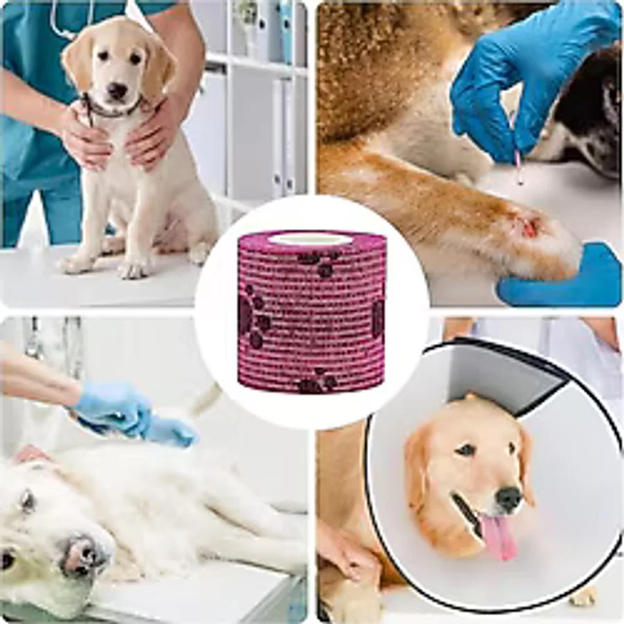 optana Desenli Kendinden Yapışkanlı Elastik Bandaj Köpek Kedi Pati Bandajı Sargısı Koruyucu Sargı