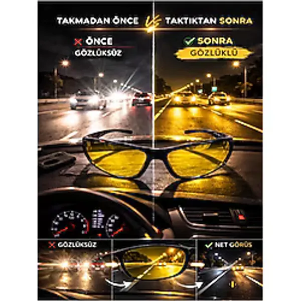 Optic Master Antifar Gece Sürüş Gözlüğü / Gece Görüş Gözlüğü Model 8813