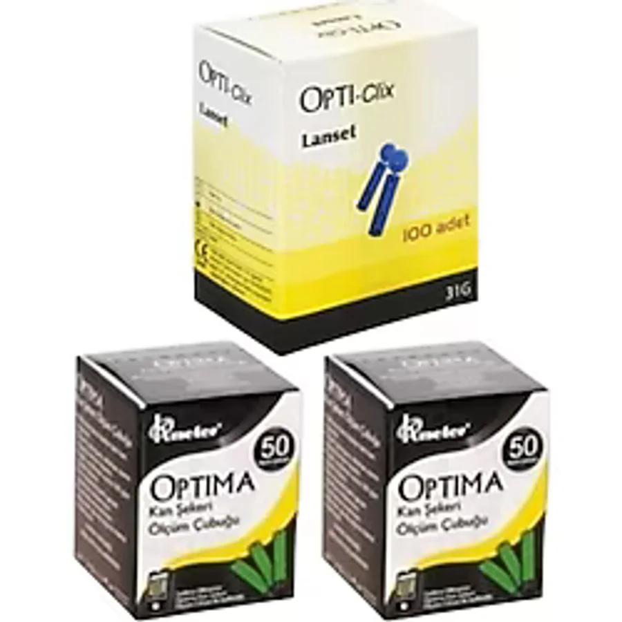 Optima Ölçüm Stribi 100 Adet + 100 Adet Lanset Delme-Kalem Iğnesi