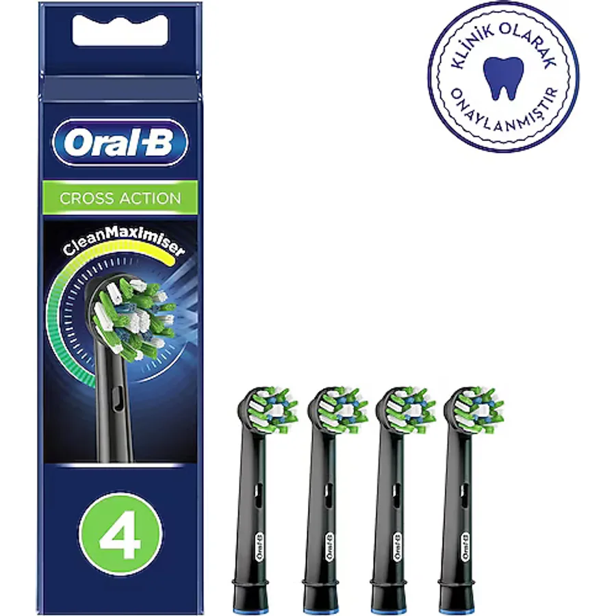 Oral-B Cross Action Clean Maximiser Siyah 4'lü Diş Fırçası Başlığı