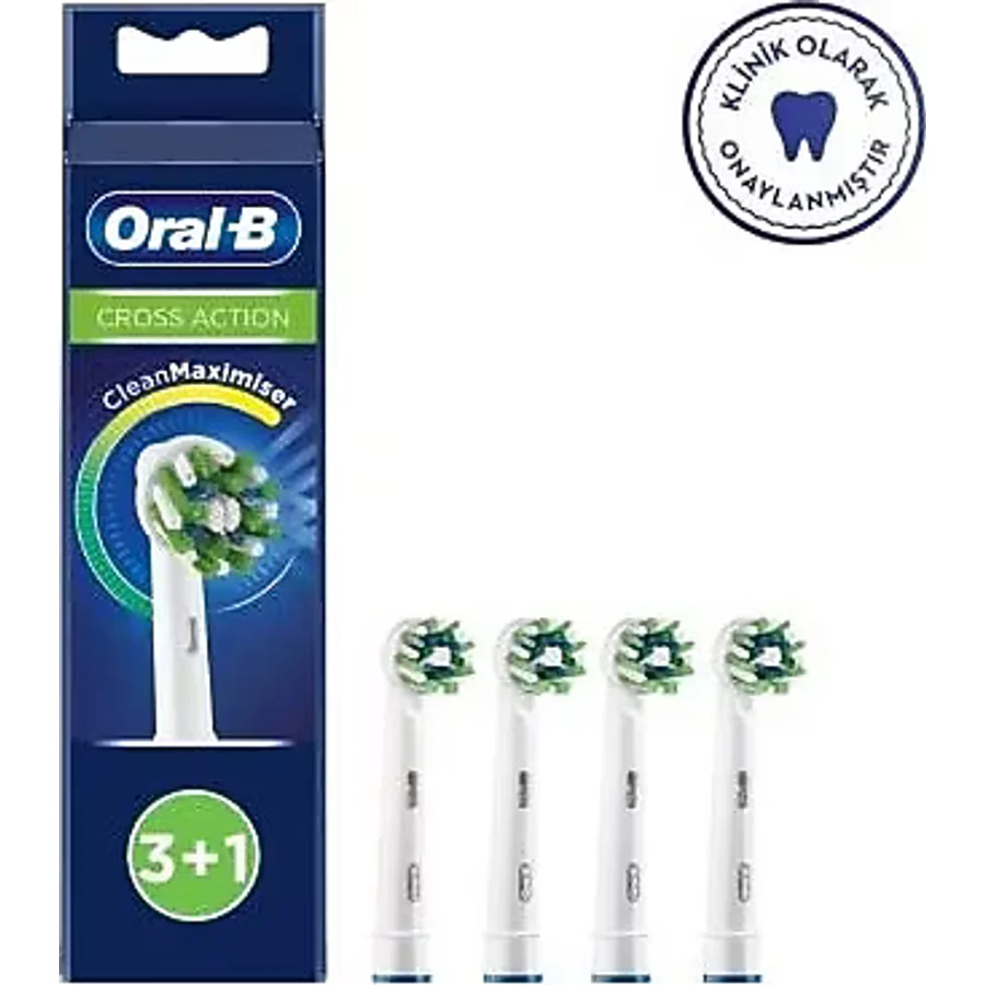 Oral-B Cross Action Orta Sert Diş Fırçası Yedek Başlık 4'lü Set Beyaz Tüm Elektrikli Modellerle Uyumlu