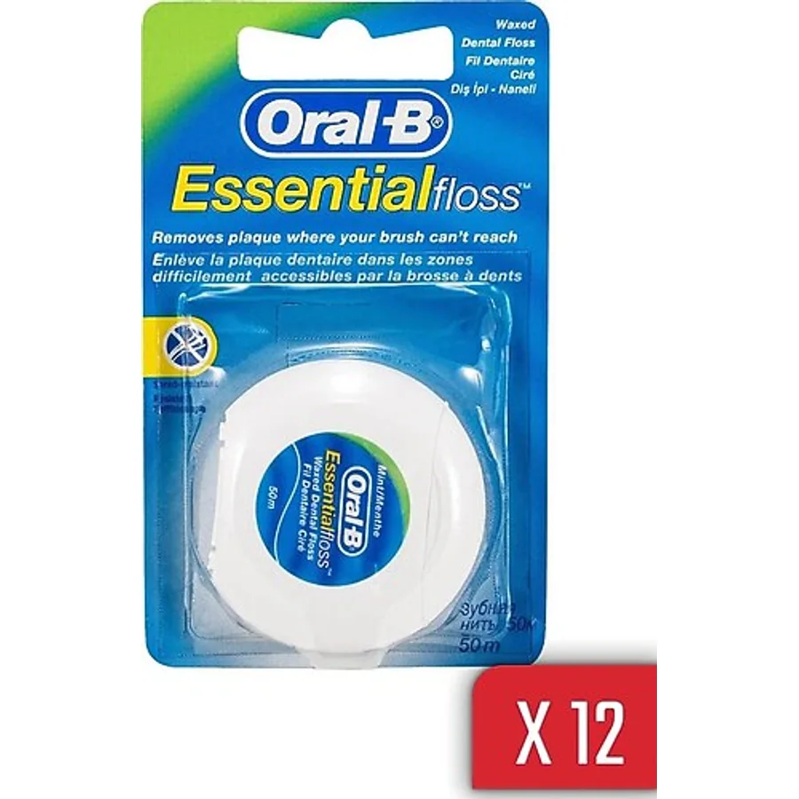 Oral-B Essential Floss Naneli ve Mumlu Diş İpi 50 M x 12 Adet