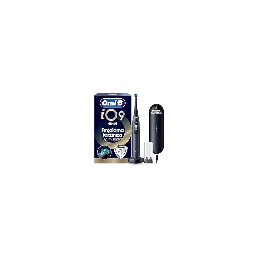 Oral-B iO 9 Şarjlı Diş Fırçası - Siyah Yumuşak Kıllar ile Dairesel Temizlik ve Bluetooth Özelliği