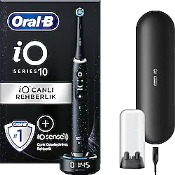 Oral-B iO10 Kozmik Siyah Şarjlı/Elektrikli Diş Fırçası, 1 Fırça Başlığı, Hızlı Manyetik Şarj Cihazı, Uzun Ömürlü Pil, Şarj Eden Seyahat Kabı