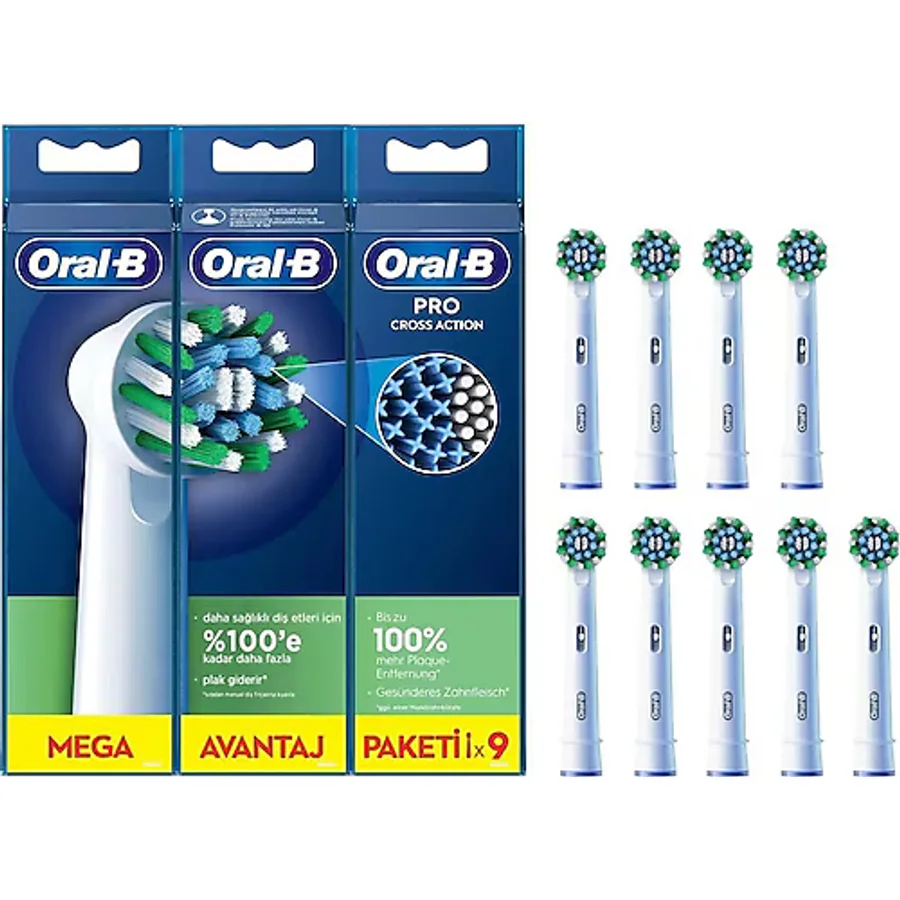Oral-B Pro Cross Action 9'lu Diş Fırçası Başlığı
