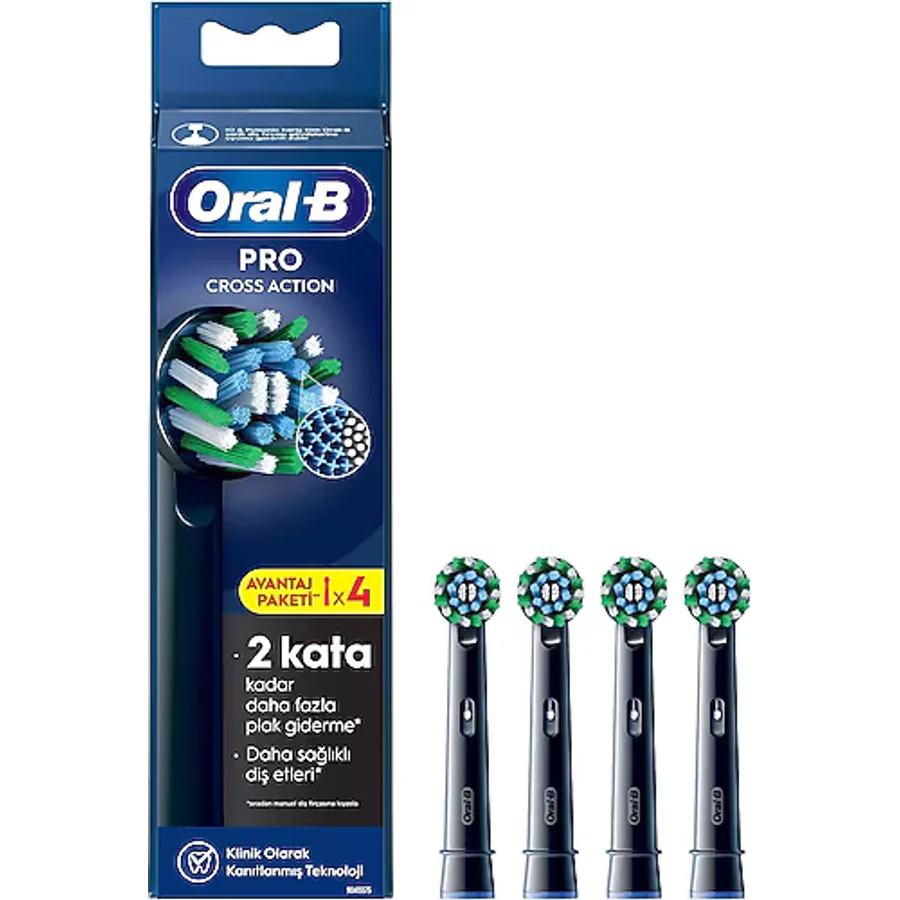 Oral-B Pro Cross Action X-Filament Siyah 4'lü Diş Fırçası Başlığı