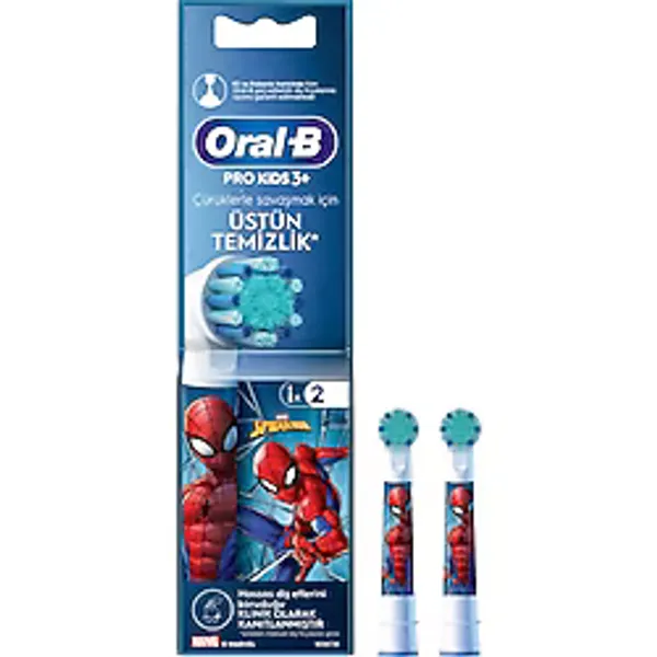 Oral-B Spiderman Yedek Diş Fırçası Başlığı Orta Sertlikte 2 Adet Hassas Temizlik İçin
