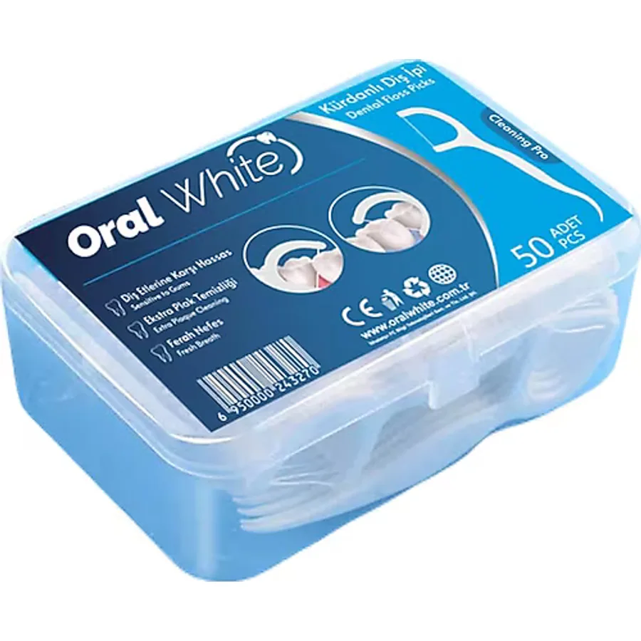 Oral White Cleaning Pro 50'li Kürdanlı Diş İpi