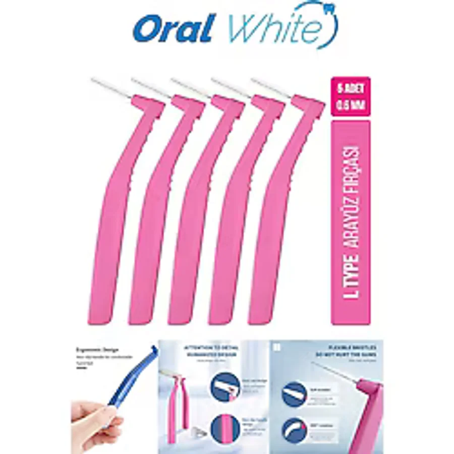 Oral White Cleaning Pro Pembe 0.6 mm 5'li Arayüz Fırçası