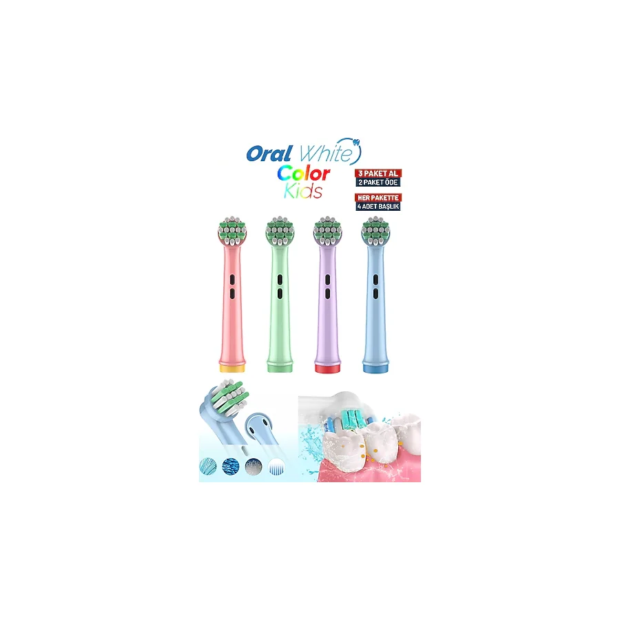 Oral White Color Kids Çocuk 4'lü Diş Fırçası Yedek Başlığı