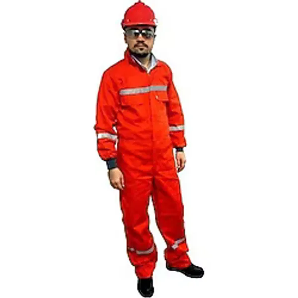 Orange Safety Mervem Bütün Iş Tulumu %100 Pamuk Reflektörlü - Turuncu