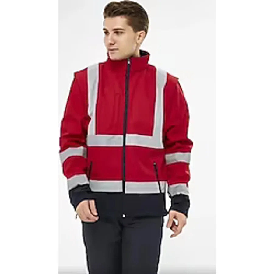 Orange Safety Softshell Mont Reflektörlü Kolları Çıkmalı Kırmızı