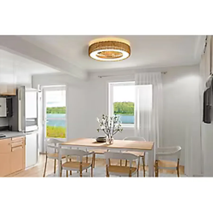 (Orb-Vl7) Uzaktan Kumandalı Ledli Tavan Vantilatörü 25W Dc Motor 55W LED Sarı 3000K-6500K Beyaz