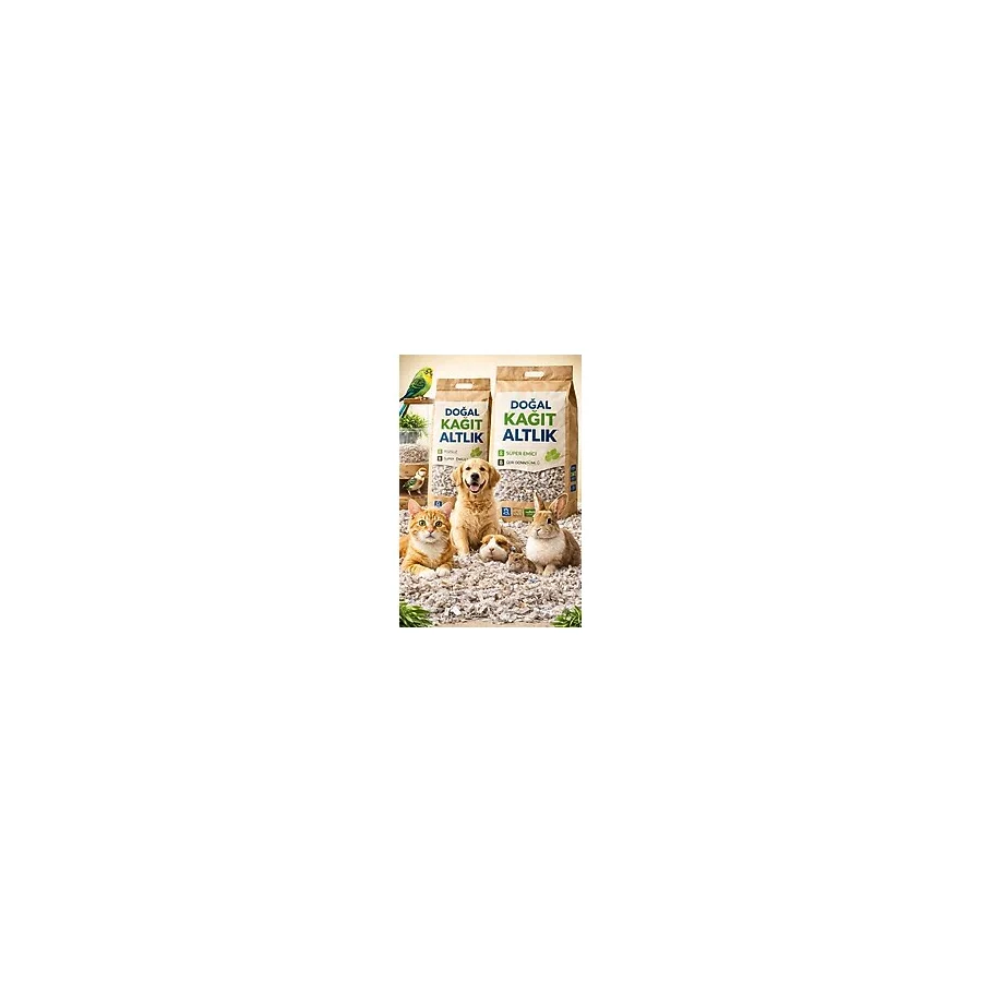 Orbak Kağıt Doğal Kedi & Hamster Tavşan Kemirgen Kafes Altlığı Süper Emici Geri Dönüşümlü Kağıt Altlık 1 KG
