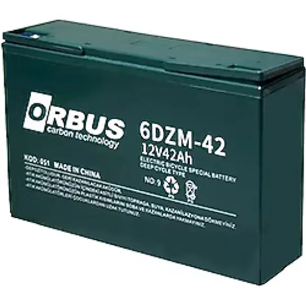 Orbus 12 Volt 42 Amper Elektrikli Bisiklet Aküsü 6Dzm-42 (270X77x170 Mm)