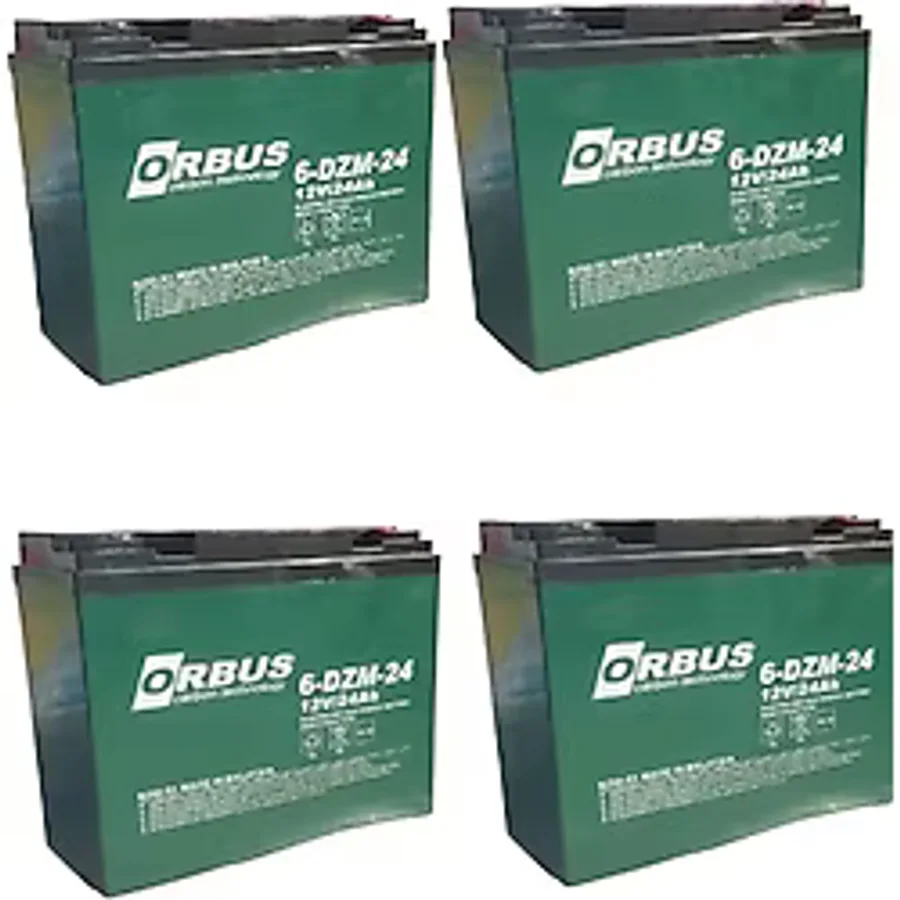 Orbus 12V 24 Amper (Dik) Elektrikli Bisiklet Aküsü 4'lü Paket