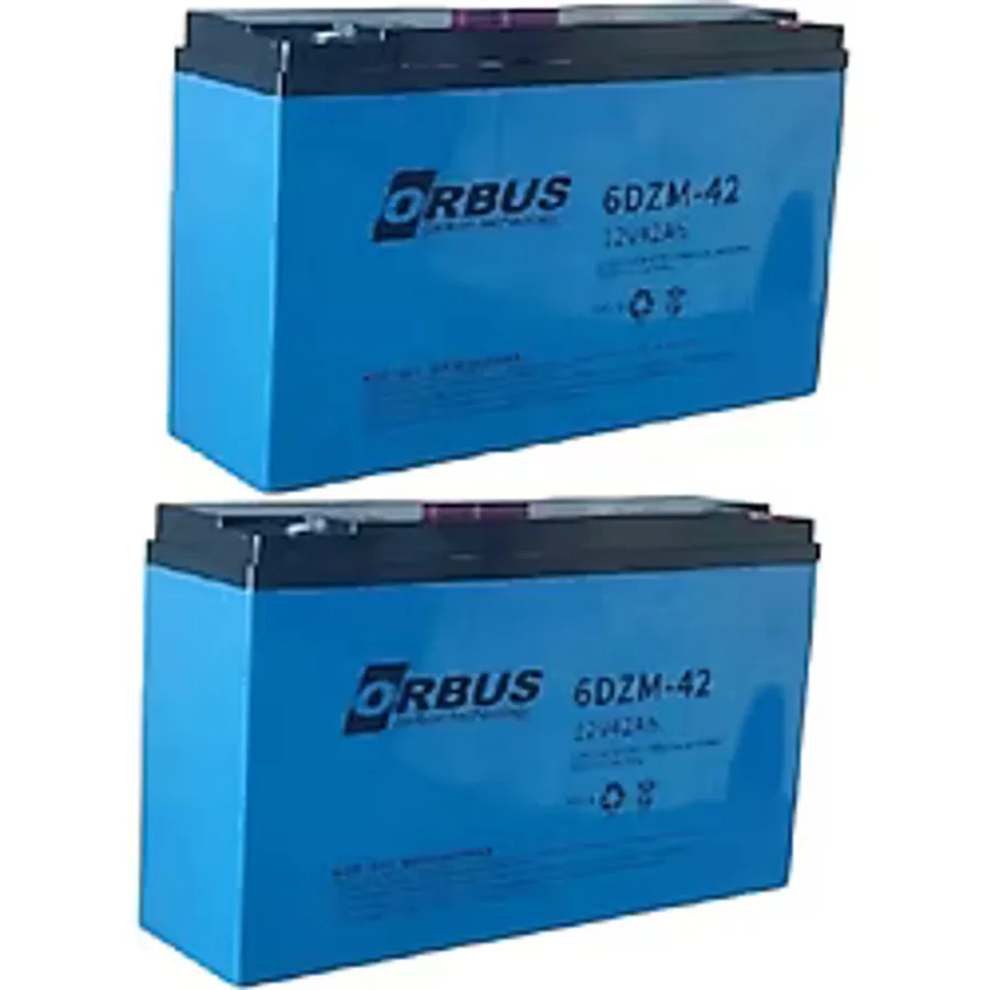 Orbus 12V-42AH (40AH) Amper Dar 2'li Paket E-Bıke AKÜ-2025 Üretim Ebatlar: 267X78X170MM Elektrikli Bisiklet Akü E-Bike Akü