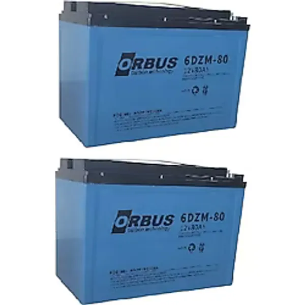 Orbus 12V 80 Amper 2'Li Paket Jel Elektrikli Bisiklet (E-Bike) Aküsü Ebatlar : 223X121x174 (2025 Üretim)