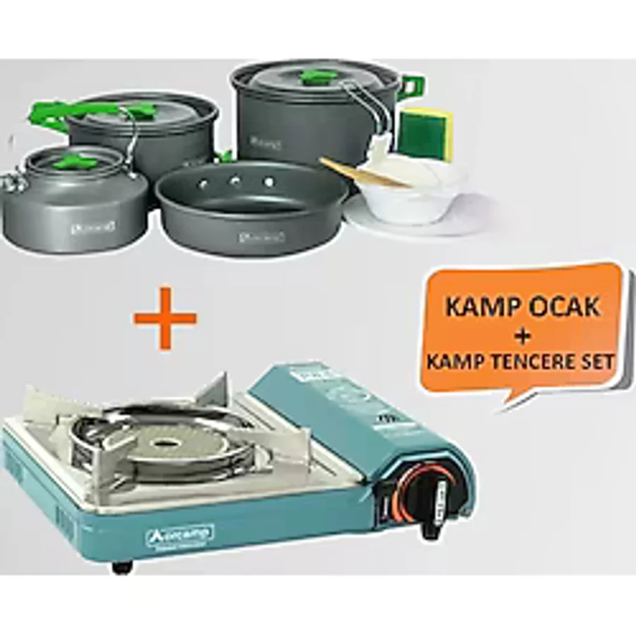 Orcamp CK-508 Seramik Kamp Ocak + 1050 4'lü Yemek Kapları