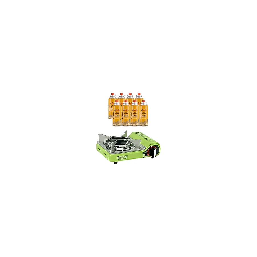 Orcamp Mini Portatif Kamp Ocağı Yeşil + 8 Evolite 227 gr Gaz Kartuşu EVO-006-A7
