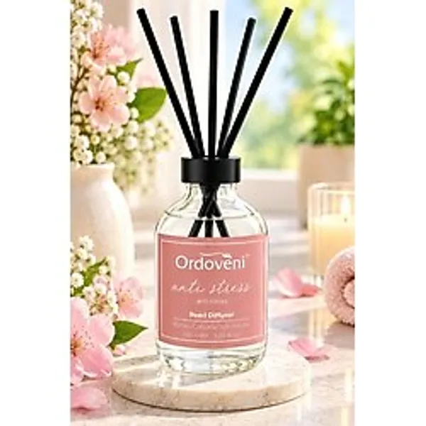 Ordoveni Anti Stress Kokulu Bambu Çubuklu Oda Kokusu 100 ml Ferah ve Rahatlatıcı Aromatik Koku Uzun Süre Etkili Oda Kokusu Çubuklu Koku Difüzörü Ev, Ofis ve Yaşam Alanları İçin