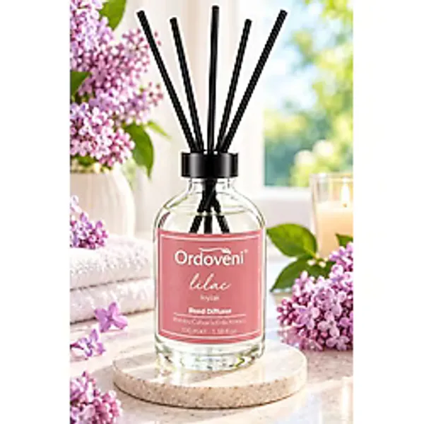 Ordoveni Leylak Kokulu Bambu Çubuklu Oda Kokusu 100 ml Zarif ve Ferah Leylak Aroması Uzun Süre Etkili Oda Kokusu Çubuklu Koku Difüzörü Ev, Ofis ve Yaşam Alanları İçin